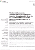 Cover page: The Verticillium dahliae Spt-Ada-Gcn5 Acetyltransferase Complex Subunit Ada1 Is Essential for Conidia and Microsclerotia Production and Contributes to Virulence