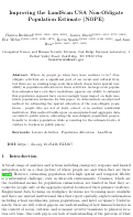 Cover page: Improving the LandScan USA Non-Obligate Population Estimate (NOPE)