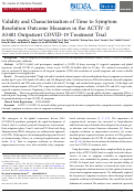 Cover page: Validity and Characterization of Time to Symptom Resolution Outcome Measures in the ACTIV-2/A5401 Outpatient COVID-19 Treatment Trial