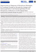 Cover page: Improvement in Diagnosis of Histoplasma Meningitis by Combined Testing for Histoplasma Antigen and Immunoglobulin G and Immunoglobulin M Anti-Histoplasma Antibody in Cerebrospinal Fluid