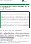 Cover page: Interprofessional teamwork in the trauma setting: a scoping review