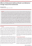 Cover page: Effects of Elaborated Likelihood Model and Attitudinal Change Toward the Investments