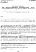 Cover page: Short Communication: HIV-1 Gag Genetic Variation in a Single Acutely Infected Participant Defined by High-Resolution Deep Sequencing