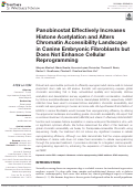 Cover page: Panobinostat Effectively Increases Histone Acetylation and Alters Chromatin Accessibility Landscape in Canine Embryonic Fibroblasts but Does Not Enhance Cellular Reprogramming