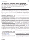 Cover page: The Streptococcus pyogenes Shr protein captures human hemoglobin using two structurally unique binding domains