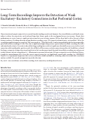 Cover page: Long-Term Recordings Improve the Detection of Weak Excitatory–Excitatory Connections in Rat Prefrontal Cortex