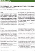 Cover page: Establishment and Management of Native Functional Groups in Restoration