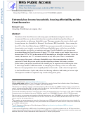 Cover page: Extremely low-income households, housing affordability and the Great Recession