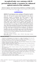 Cover page: An optical leaky wave antenna with Si perturbations inside a resonator for enhanced optical control of the radiation.