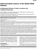 Cover page: Osteochondral Lesions of the Distal Tibial Plafond: A Systematic Review of Lesion Locations and Treatment Outcomes