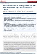 Cover page: Benefits and Risks of a Staged‐Bilateral VIM Versus Unilateral VIM DBS for Essential Tremor