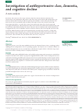 Cover page: Investigation of antihypertensive class, dementia, and cognitive decline: A meta-analysis.