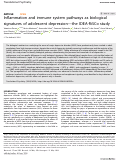 Cover page: Inflammation and immune system pathways as biological signatures of adolescent depression—the IDEA-RiSCo study