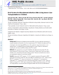 Cover page: Risk Factors for Bloodstream Infection After Living-donor Liver Transplantation in Children