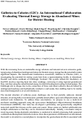 Cover page: Galleries-to-Calories (G2C): An International Collaboration Evaluating Thermal Energy Storage in Abandoned Mines for District Heating