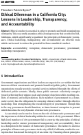 Cover page: Ethical Dilemmas in a California City: Lessons in Leadership, Transparency, and Accountability
