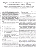 Cover page: Adaptive Control of Distributed Energy Resources for Distribution Grid Voltage Stability