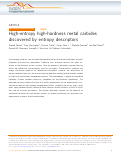 Cover page: High-entropy high-hardness metal carbides discovered by entropy descriptors