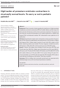 Cover page: High burden of premature ventricular contractions in structurally normal hearts: To worry or not in pediatric patients?