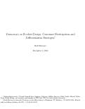 Cover page: Democracy in product design: Consumer participation and differentiation strategies