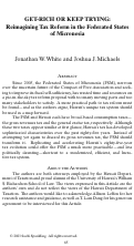 Cover page: GET-Rich or Keep Trying: Reimagining Tax Reform in the Federated States of Micronesia
