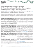 Cover page: Natural Killer Cells: Diverse Functions in Tumor Immunity and Defects in Pre-neoplastic and Neoplastic Stages of Tumorigenesis.