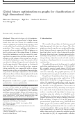 Cover page: Global Binary Optimization on Graphs for Classification of High-Dimensional Data