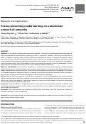 Cover page: Privacy-preserving model learning on a blockchain network-of-networks