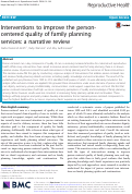 Cover page: Interventions to improve the person-centered quality of family planning services: a narrative review