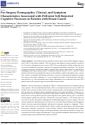 Cover page: Pre-Surgery Demographic, Clinical, and Symptom Characteristics Associated with Different Self-Reported Cognitive Processes in Patients with Breast Cancer