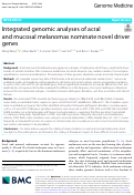 Cover page: Integrated genomic analyses of acral and mucosal melanomas nominate novel driver genes