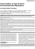 Cover page: Acute Fixation of Type IV and V Acromioclavicular Separations: An Internal Splint Technique.