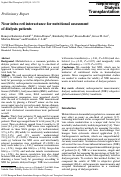 Cover page: Near infra-red interactance for nutritional assessment of dialysis patients.