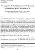 Cover page: Characterization of HIV Risk Behaviors and Clusters Using HIV-Transmission Cluster Engine Among a Cohort of Persons Living with HIV in Washington, DC