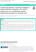 Cover page: Toolkit and distance coaching strategies: a mixed methods evaluation of a trial to implement care coordination quality improvement projects in primary care