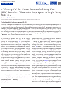 Cover page: A Wake-up Call for Human Immunodeficiency Virus (HIV) Providers: Obstructive Sleep Apnea in People Living With HIV