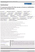 Cover page: A consensus protocol for the recovery of mercury methylation genes from metagenomes.