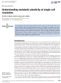 Cover page: Understanding metabolic plasticity at single cell resolution