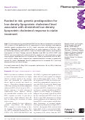 Cover page: Rooted in risk: genetic predisposition for low-density lipoprotein cholesterol level associates with diminished low-density lipoprotein cholesterol response to statin treatment