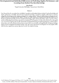 Cover page: Developmental and Individual Differences in Predicting Algebra Performance and Learning from Student Fraction Knowledge