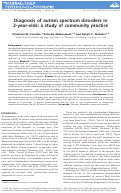 Cover page: Diagnosis of autism spectrum disorders in 2-year-olds: a study of community practice.