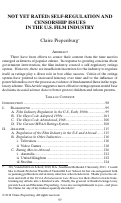 Cover page: Not Yet Rated: Self-Regulation and Censorship Issues in the U.S. Film Industry