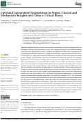 Cover page: Lipid and Lipoprotein Dysregulation in Sepsis: Clinical and Mechanistic Insights into Chronic Critical Illness