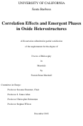 Cover page: Correlation Effects and Emergent Phases in Oxide Heterostructures