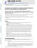 Cover page: Development and Validation of a Deep Neural Network Model for Prediction of Postoperative In-hospital Mortality.