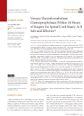 Cover page: Venous Thromboembolism Chemoprophylaxis Within 24 Hours of Surgery for Spinal Cord Injury: Is It Safe and Effective?