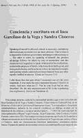 Cover page: Conciencia y escritura en el Inca Garcilaso de la Vega y Sandra Cisneros