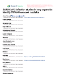 Cover page: SARS-CoV-2 infection studies in lung organoids identify TSPAN8 as novel mediator