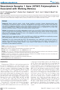 Cover page: Neurotensin Receptor 1 Gene (NTSR1) Polymorphism Is Associated with Working Memory