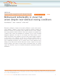 Cover page: Behavioural individuality in clonal fish arises despite near-identical rearing conditions